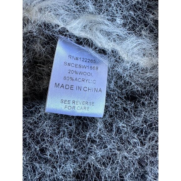 My Beloved Women's Sweater Vest One Size White Black Fuzzy Soft Wool Blend Open - Picture 10 of 12